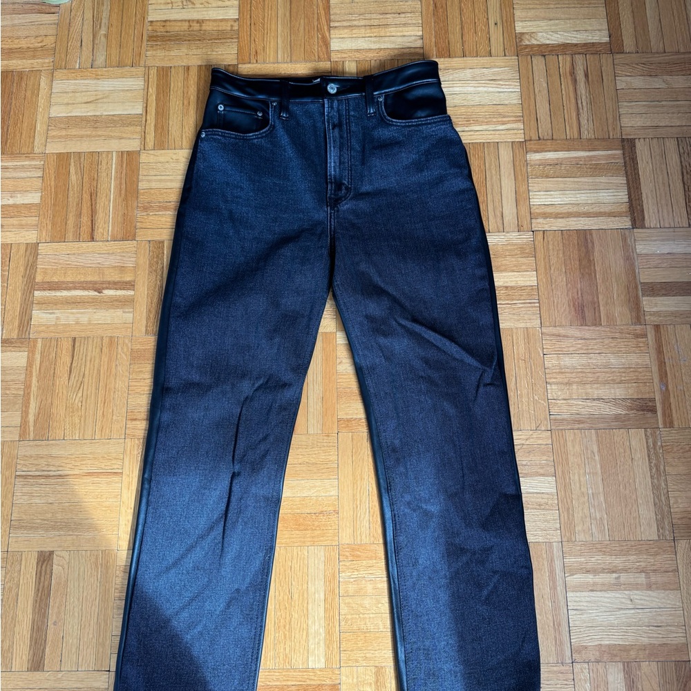 Abercrombie The Ankle Straight Ultra Highrise Jean/Leather combo